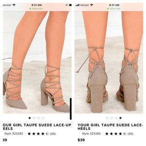 Size 6 taupe colored suede heels